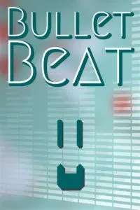 Bullet Beat cover art, a tiny dark ship facing a single red bullet over pale teal equaliser bars