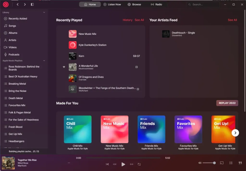 The same Home page with the window shade switched to purple