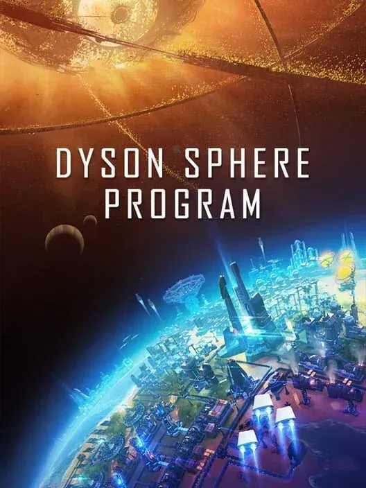 Cover art: a planet crusted in glowing blue factory, a half-built sphere ringing an orange star above