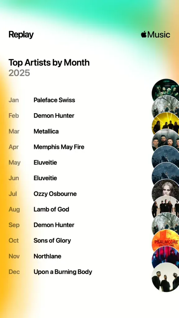 April to December's artists: Memphis May Fire, Eluveitie twice, Ozzy, Lamb of God, Demon Hunter, Sons of Glory, Northlane, Upon a Burning Body